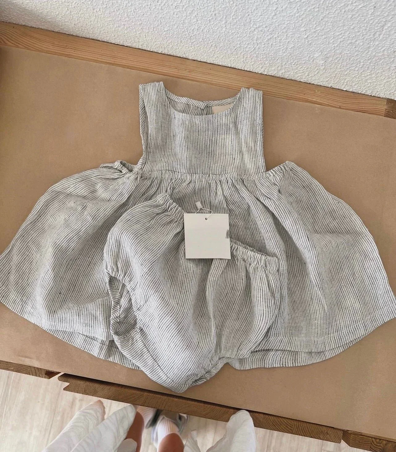 Cute Princess Sun Dress Baby Girl Cotton Linen Bloomer 2 Pieces Button Dress Set Baby Summer Clothes - Image 5