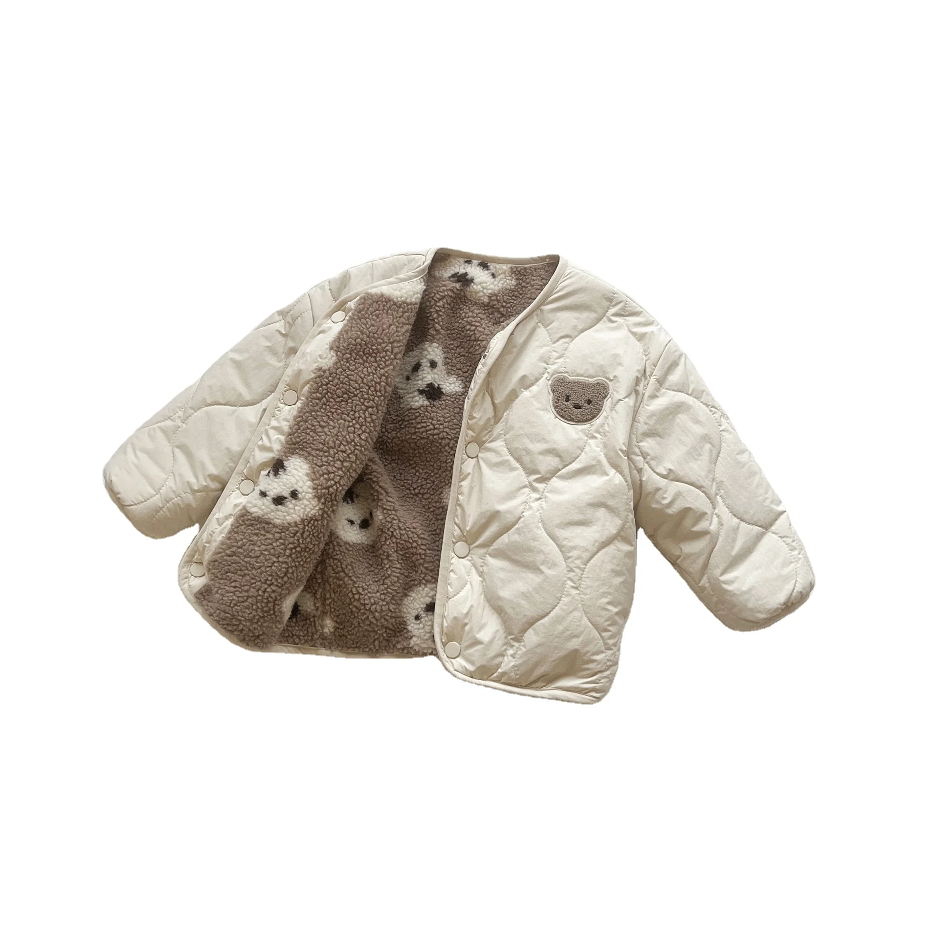 Children's Casual Winter Jacket Berber Fleece Padded Coat for Toddlers and Kids Baby Quilted Warm Jacket