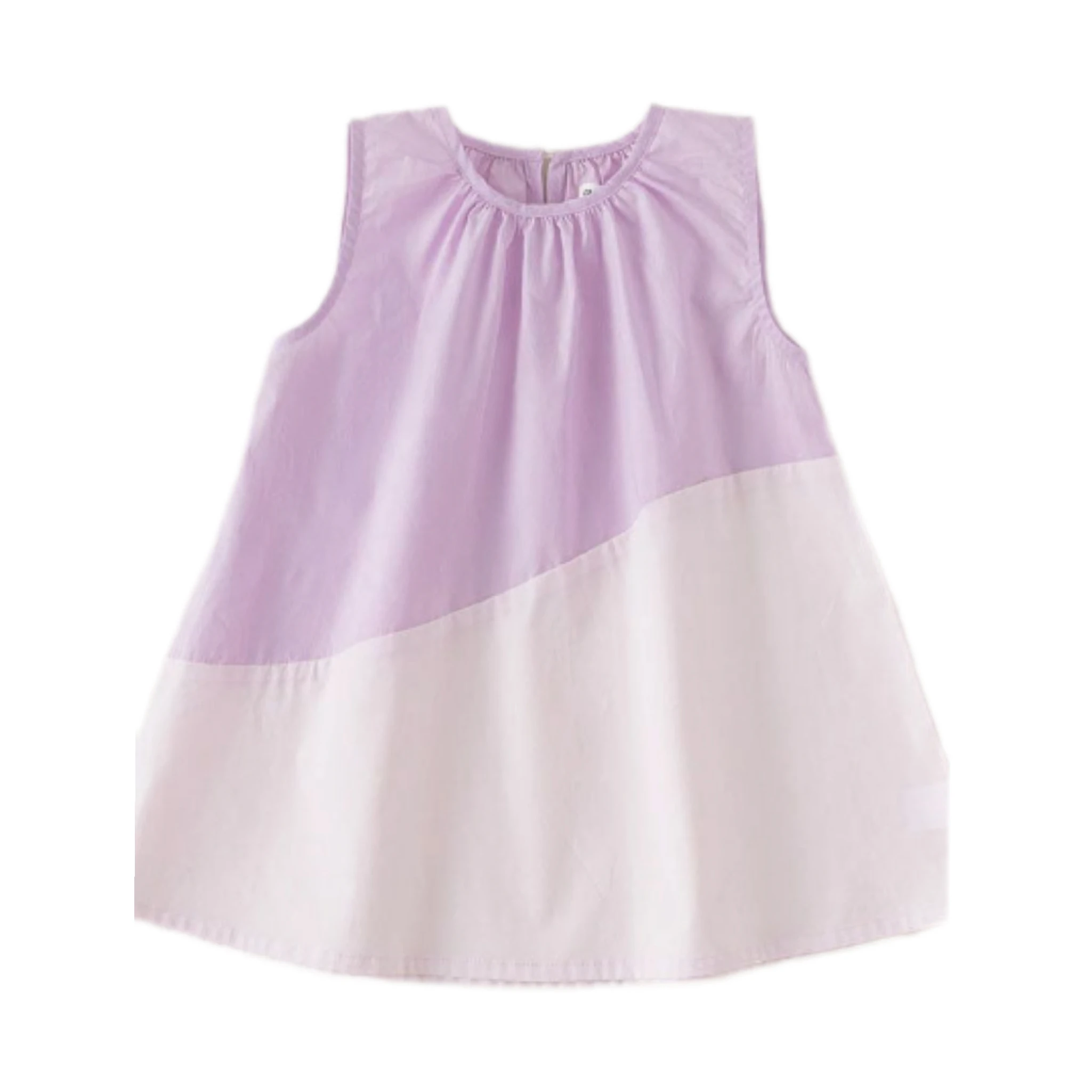 Custom Baby Infant Girls Color Mixed Solid Knitted Cotton Sleeveless Dress for Summer - Image 2