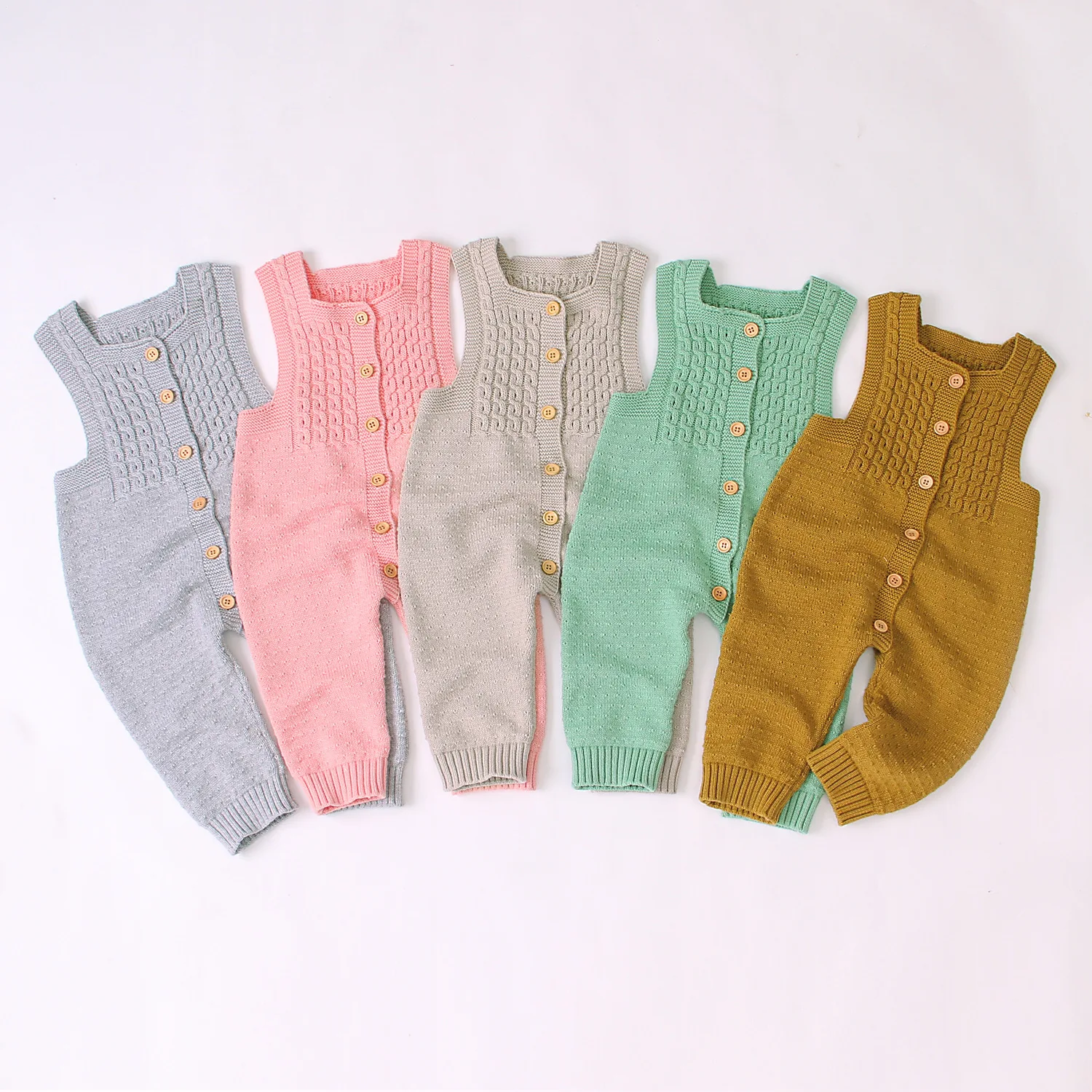 Baby Knitting Rompers Overalls Newborn Sleeveless Solid Color Jumpsuit Girls Boys Clothes Baby Winter Romper Leisure Jumpsuit - Image 3
