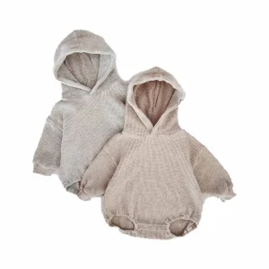 Hot Sale Unisex Baby Clothes Soft Waffle Solid Baby Boys and Girls Fall  Toddler Oversized Bubble Sweatershirt Pullover Hoodies