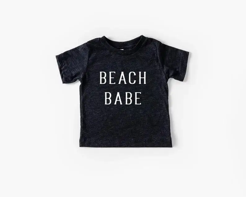 Custom Printing Baby Clothing Shirt Summer Beach Babe Kids Summer Surf and Sun Baby and Toddler Drop-shoulderT Shirt - Image 3