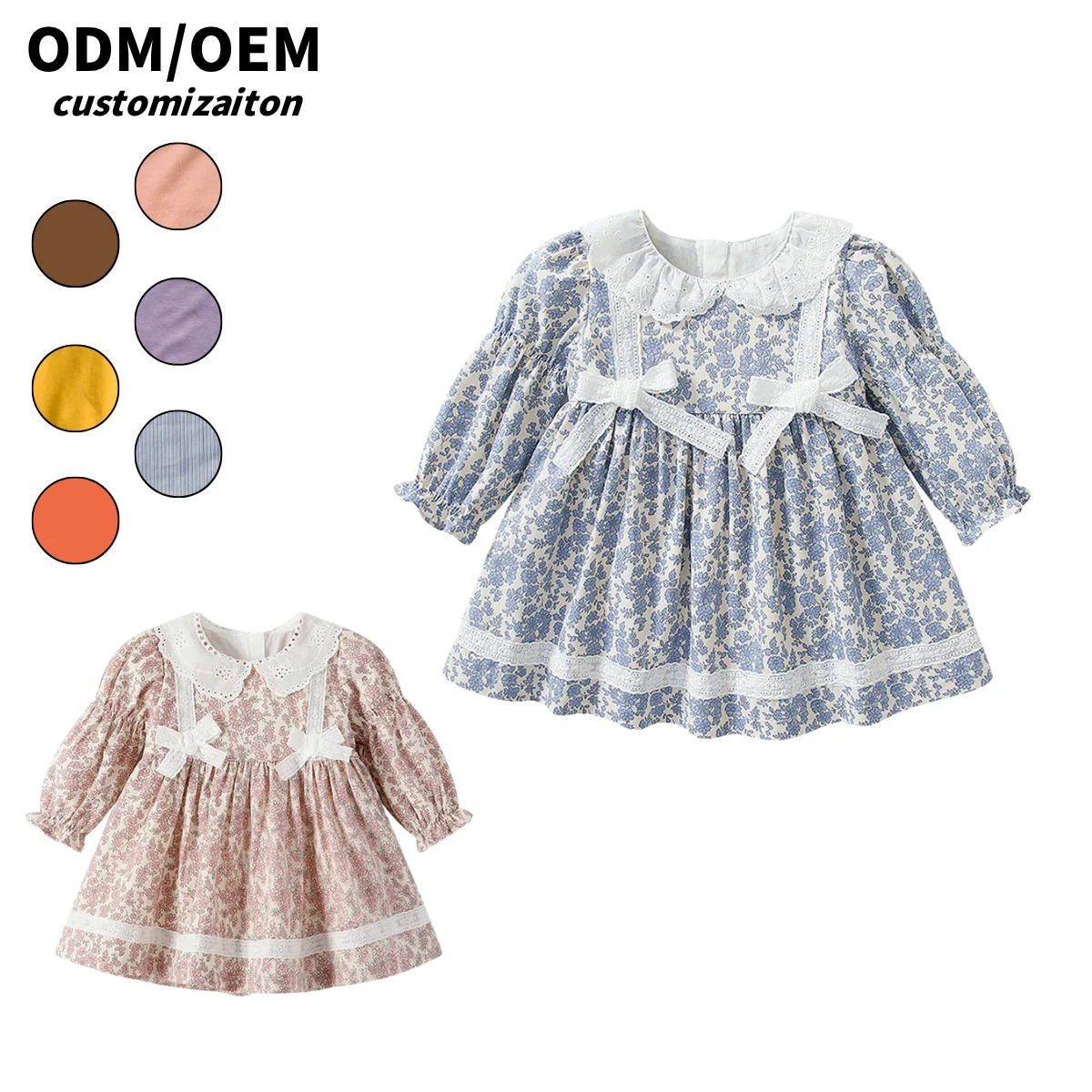 Customized Long-Style Cotton Dress for Kids Sweet and Cute Design with Lively and Light Feel Full of Vitality Charm for Girls