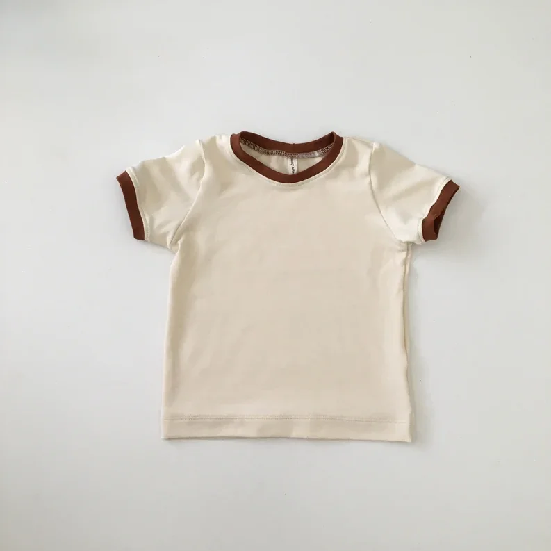 Custom Terry Cotton Match Color Short Sleeve Unisex Toddler Baby Tshirts for Summer - Image 5