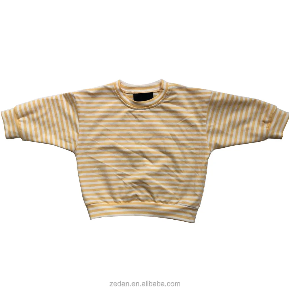 Classic Design French Terry Custom Color Long Sleeve Baby Sweatershirts with Stripe for Autumn - Image 3