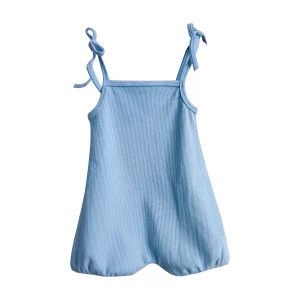 Classic Design Rib Cotton Suspenders Sleeveless Chroma Cute Baby Rompers for Summer