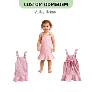 OEM  Baby Clothing Girls Kids Girls Twill Overall Dress Strap Suspender Skirt Bib Adjustable Strap Jumper Summer Romper