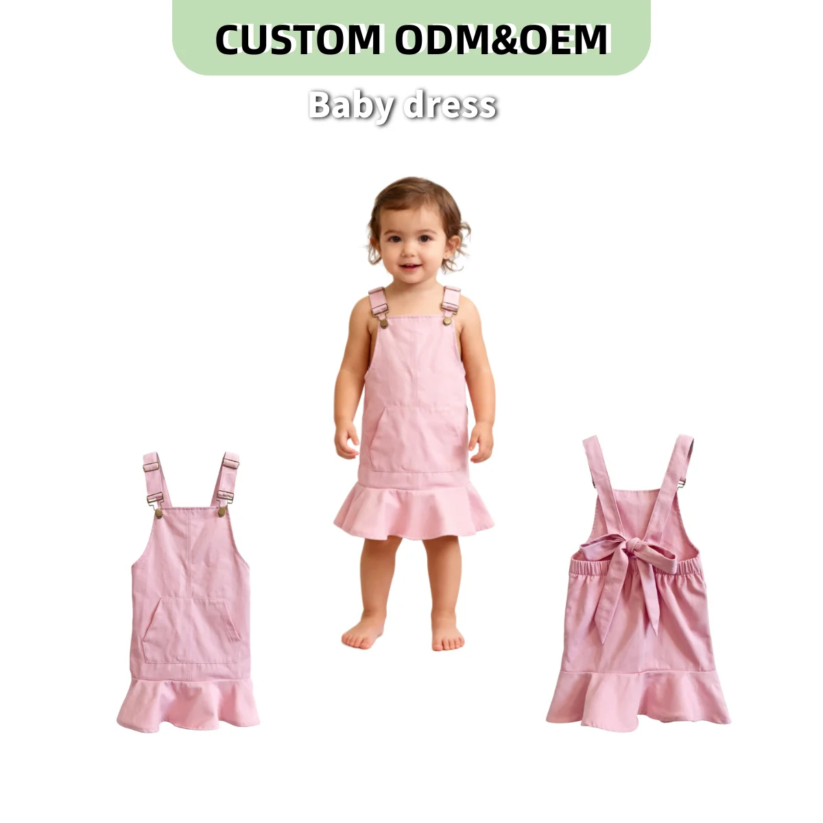 OEM Baby Clothing Girls Kids Girls Twill Overall Dress Strap Suspender Skirt Bib Adjustable Strap Jumper Summer Romper