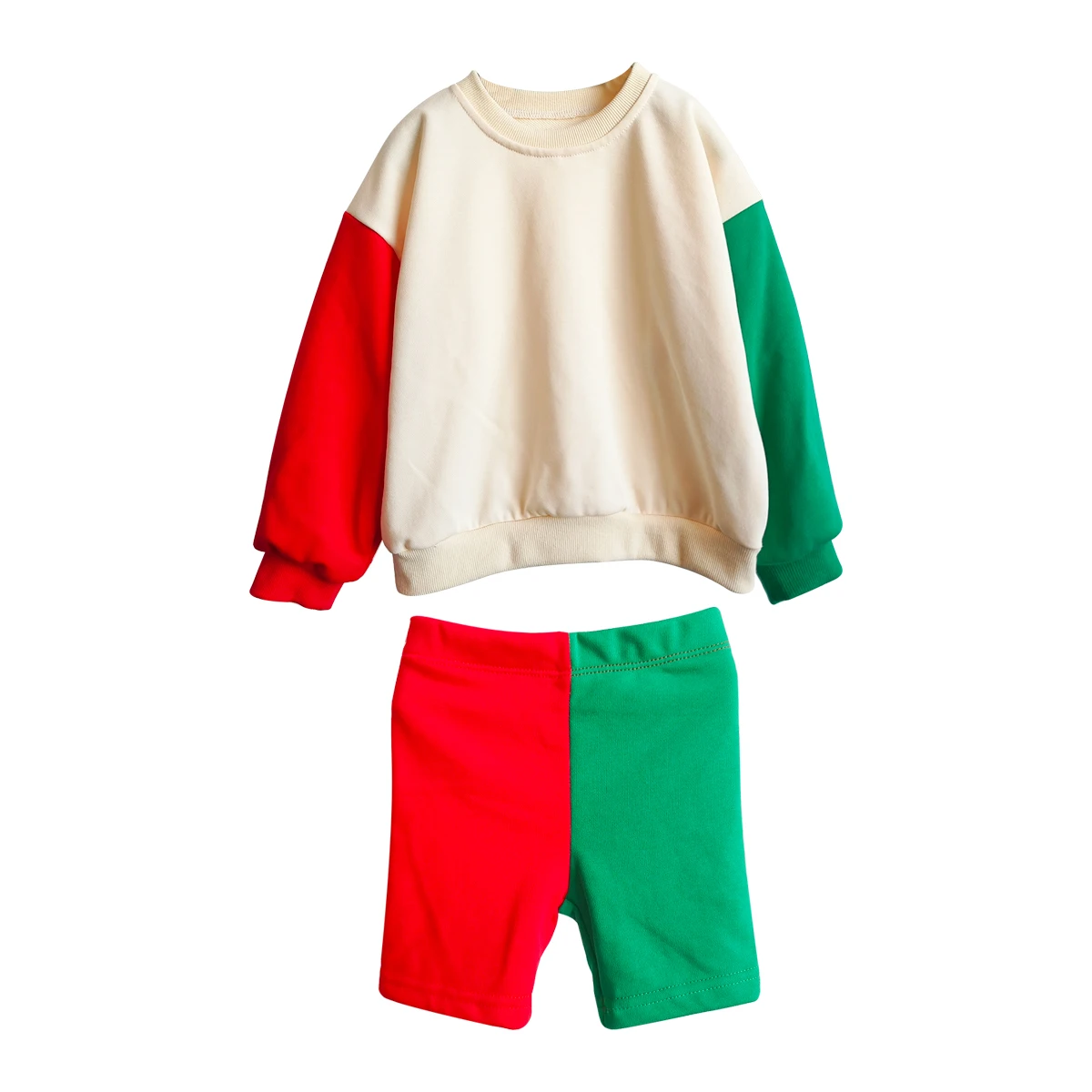 Custom Christmas Color French Terry Ruffle Hem Sweatshirt Color Block Tops Tshirt - Image 3