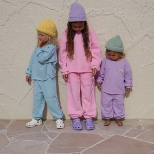 New Arrival French Terry Rolling Hem Tracksuit Set Cute Outdoor Long Sleeve Play Leisure Set