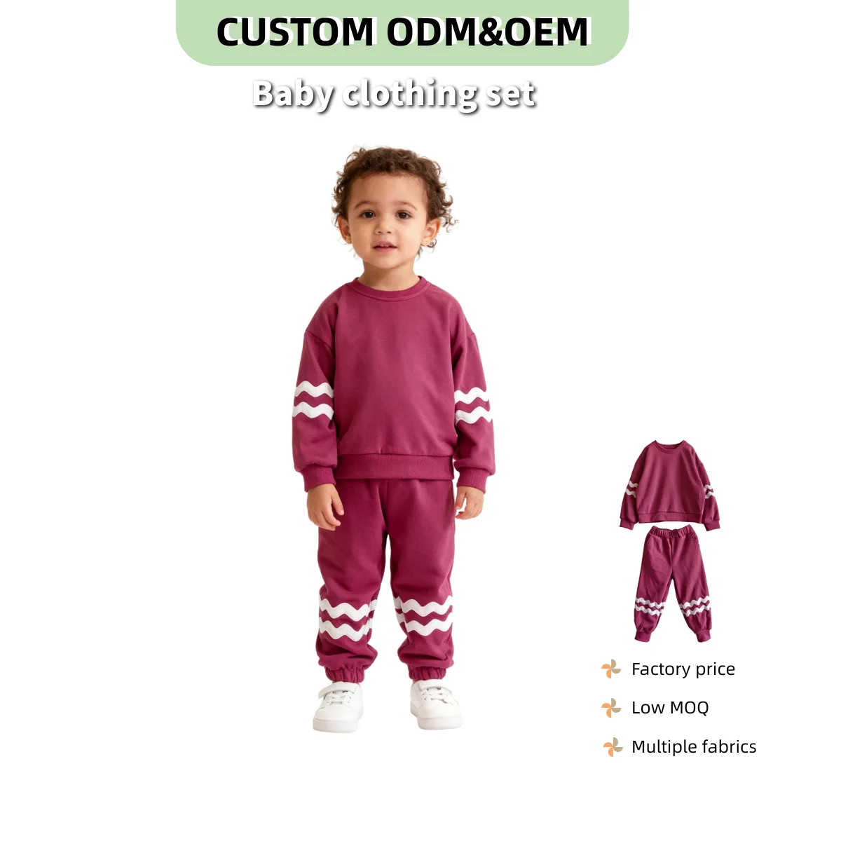OEM Baby Clothing Baby Boy Fall Winter Clothes Toddler Kids Solid Outfits Vehicle Long Sleeve Sweatshirt Tops Joggers Pants Set
