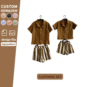 Summer Children Girls Set Printed T-shirt Short Sleeve Shorts Set Boys Cute Crepe Casual Toddler Clothing Set