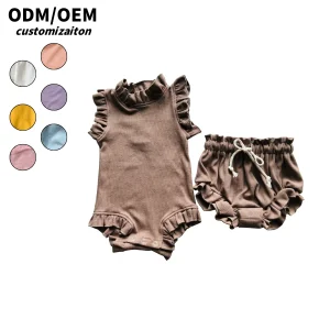 Factory Customizable Dynamic and Fashionable Kids' Short-Style Clothing Set Bright Ribbed Design for Trendy Babies