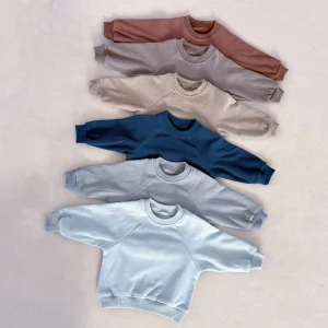 Best-selling Ready to Ship Kids Long Sleeve Solid Color Sweatshirt French Terry High Quality Pullover