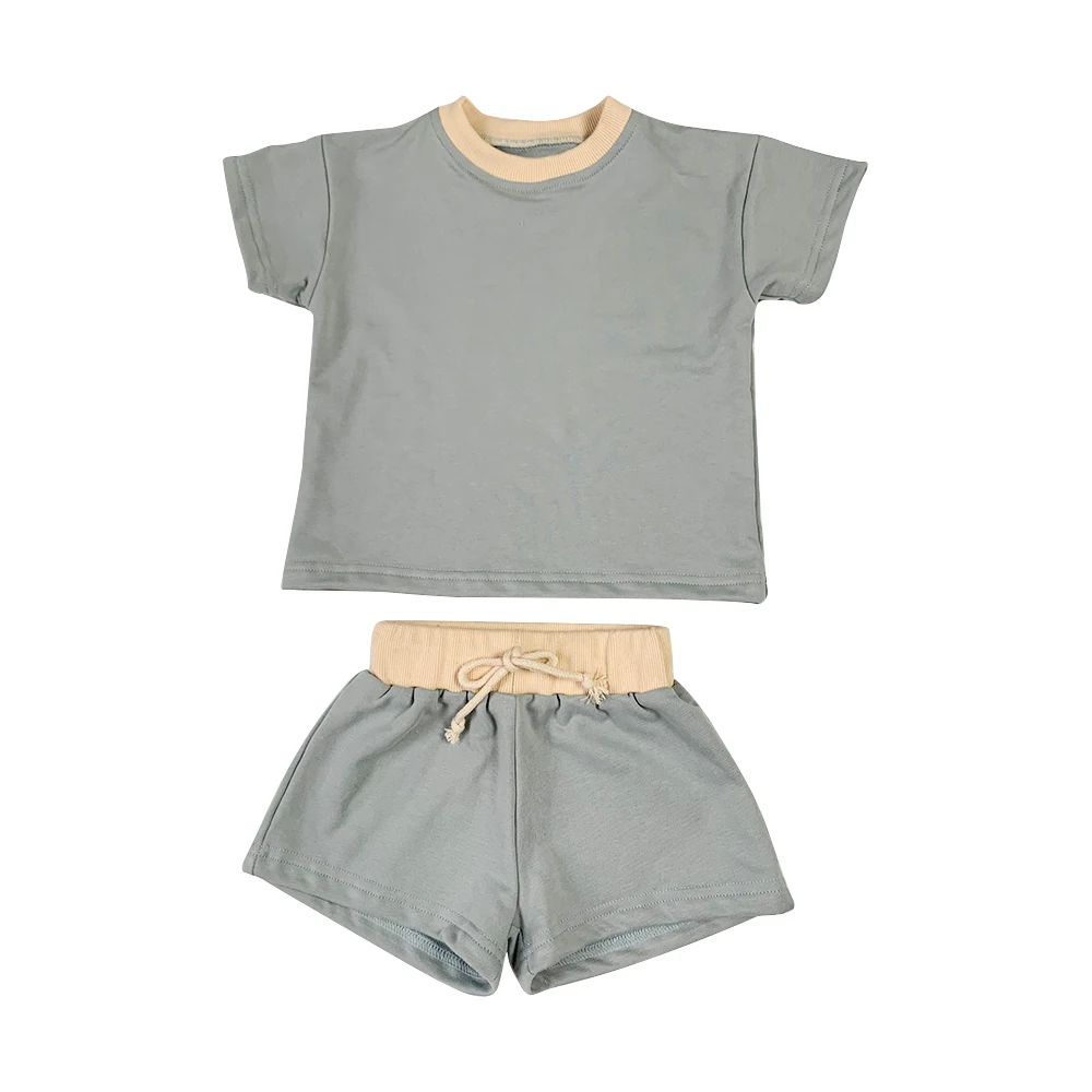 Kids Short Set Summer Short Sleeve T-shirt and Shorts Set New Knit Baby Two Piece Set - Image 3