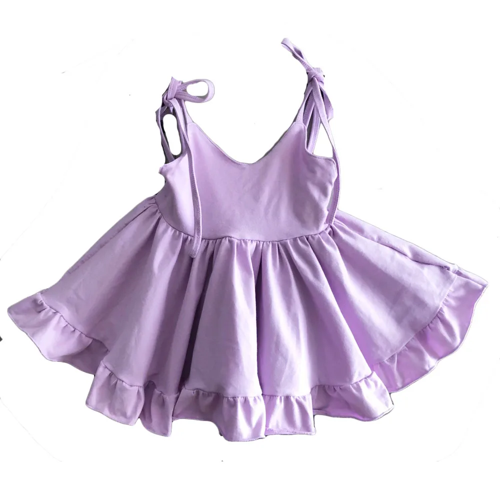 Custom Summer Baby Girl V-neck Knitted Cotton Dress Backless Sleeveless Ruffle Dress - Image 3