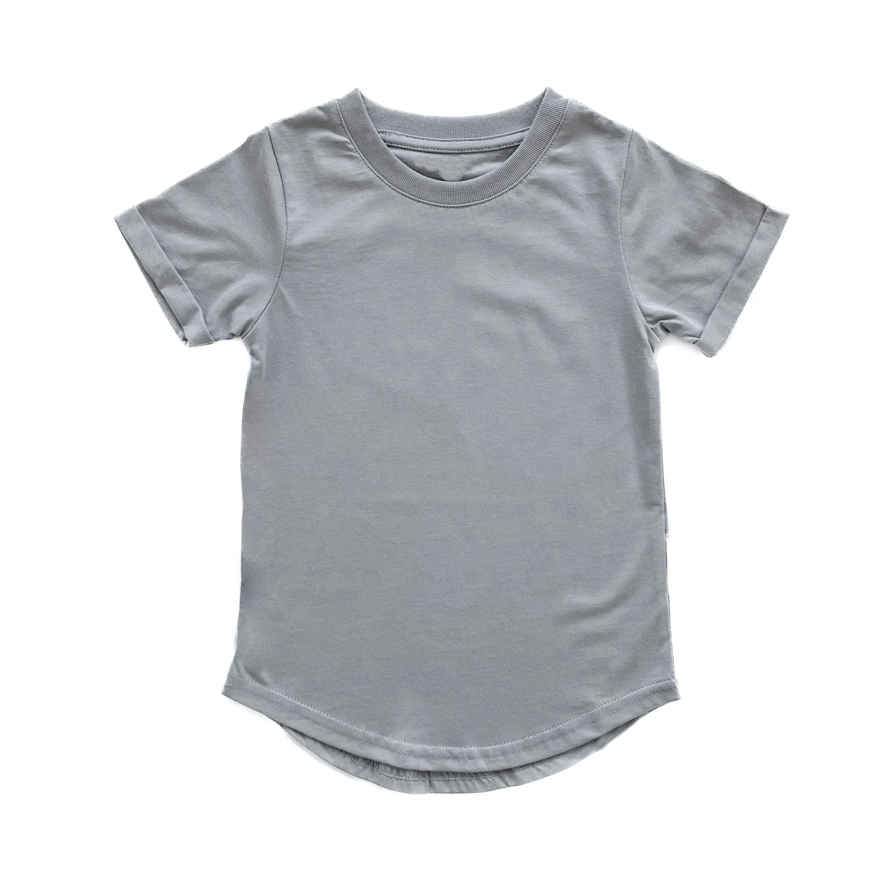 Custom Summer Baby Shirt Short Sleeve Curved Hem Basic Tees Tops - Image 2