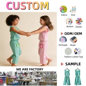 Baby Clothing Set Kids Clothes Set Casual Two-Piece Baby Summer Clothes Sleeveless T-Shirt Pants Cotton Checkered Girls' Set