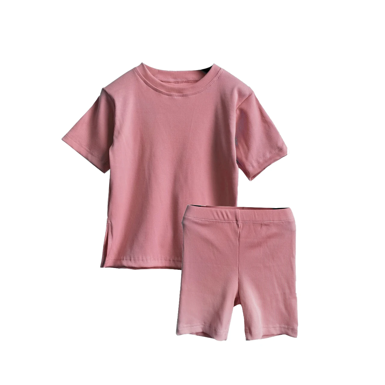 Mommy and Me Matching 2 Piece Set Summer Short Sleeve Mamas and Kids Bamboo T-shirt Biker Shorts Set - Image 4