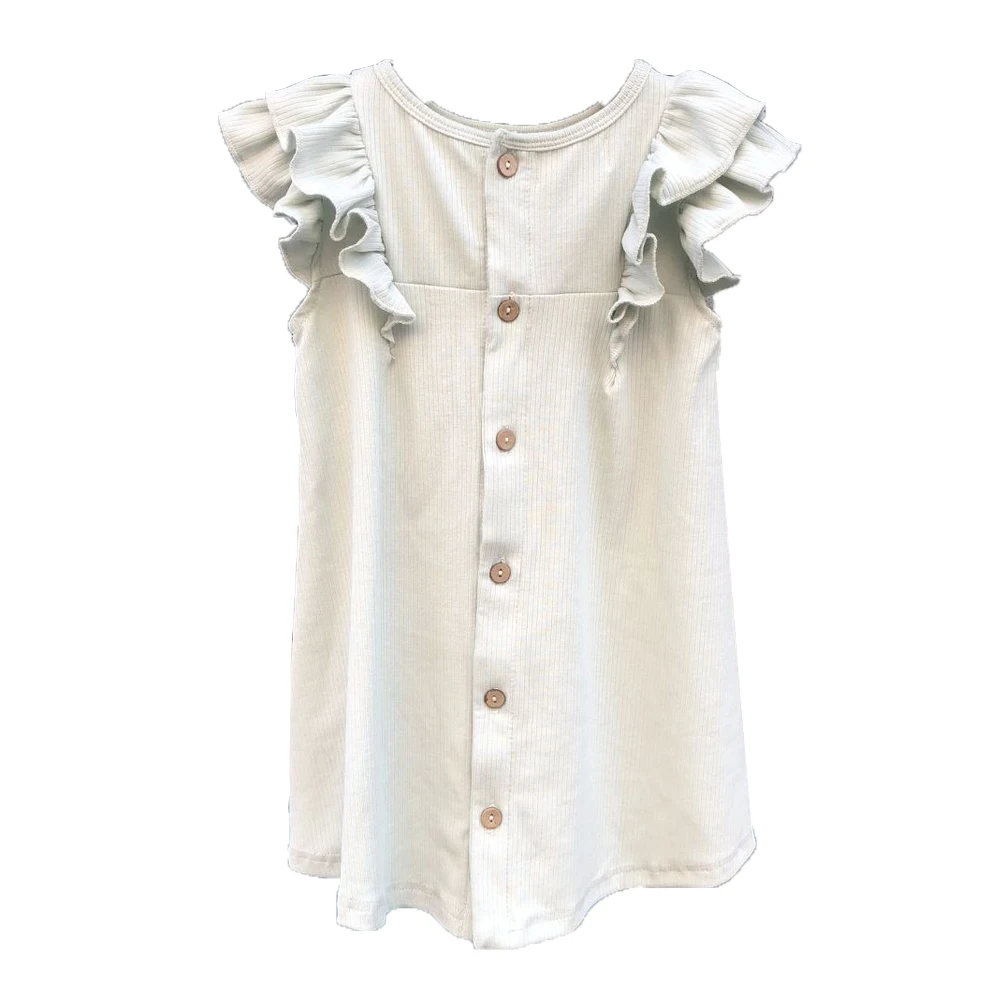 Wholesale Muslin/crepe 100% Cotton Solid Color Breathable Ruffle Sleeves Baby Rompers for Summer - Image 5
