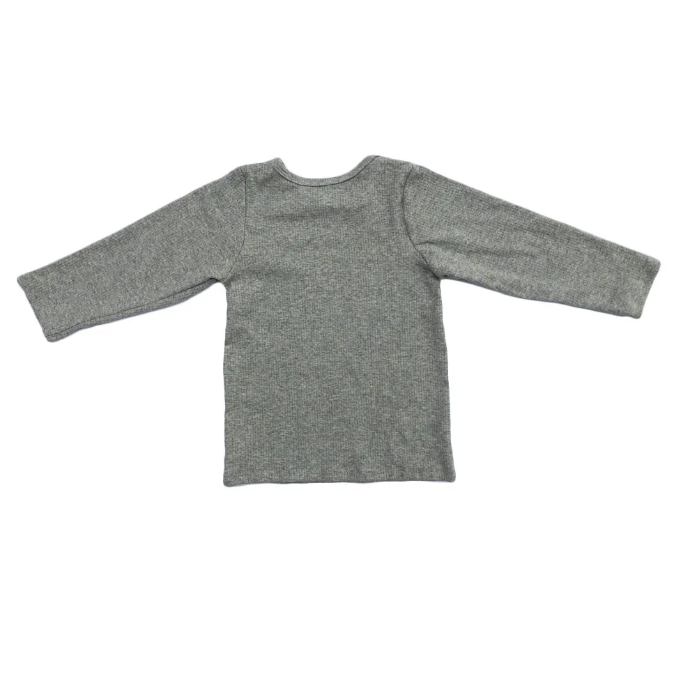 Toddler Baby Warm Blouse Shirt 2024 Solid Color Kid Boys Plain Long Sleeve Rib Cotton t Shirt - Image 3