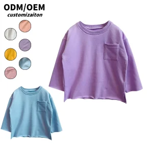 Dynamic Individualistic Bright Soft Cotton Long-Sleeved T-Shirt for Kids Spring & Autumn Close-Fitting Design