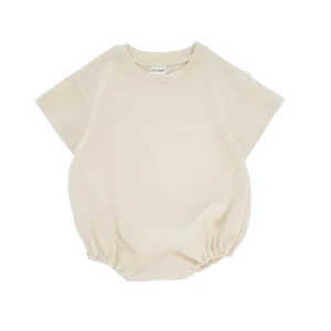 Custom Summer Baby Clothing Bubble Short Romper French Terry Solid Color Fall Oversize Bubble Rompers