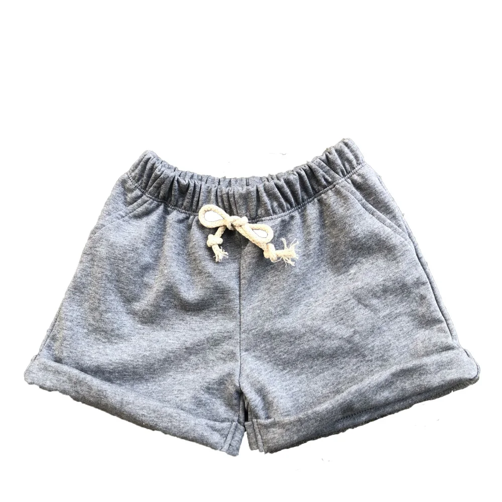 Baby Kid French Terry Slouch Shorts with Rolled Cuffed Legs Casual Elastic Waist Tie Shorts - Image 3