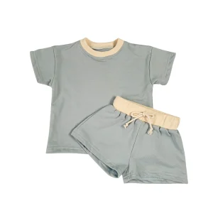 Kids Short Set Summer Short Sleeve T-shirt and Shorts Set New Knit Baby Two Piece Set