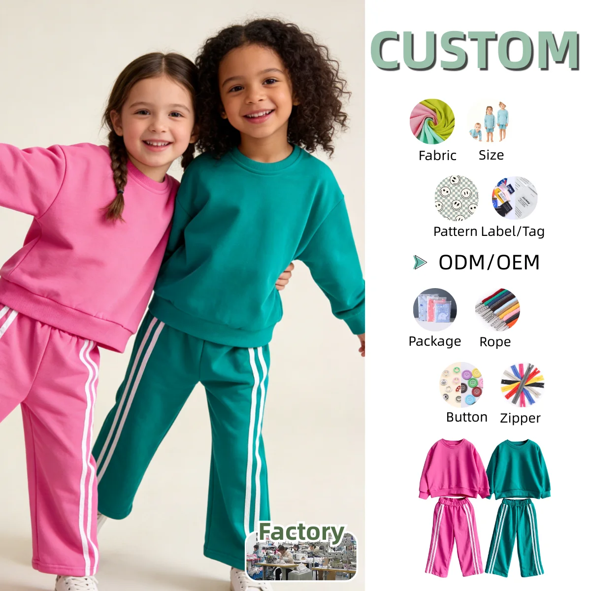 Comfortable Kids Clothes Set Long-sleeved Children's Hoodie Pullover Set Casual Spring Baby Clothing Set Bright 2piece Baby Set