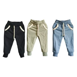 Custom Baby Boys Trousers Solid French Terry Side Pockets Elastic Waist with Drawstring Kids Trousers Boys