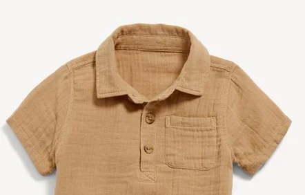 Custom Summer Boy and Girl Infant Muslin Cotton with Polo Collar Button Solid Sets Baby Clothing Sets - Image 4