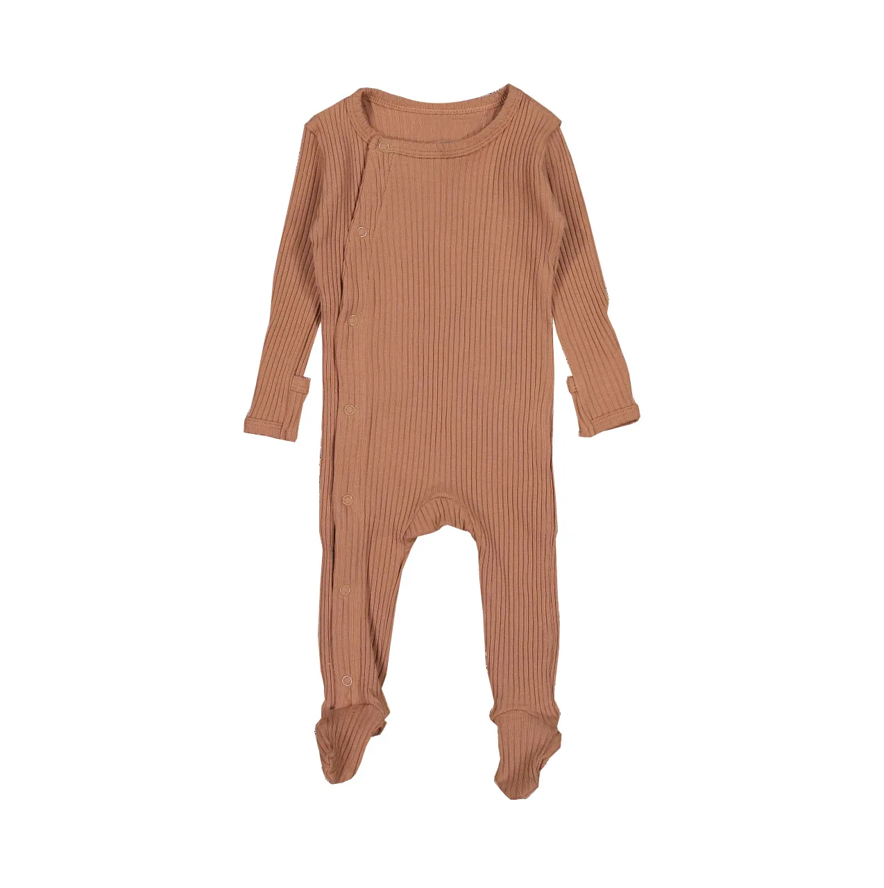 High Quality Autumn Newborn Striped Ribbed Print Romper Unisex Kids Baby Solid Long Sleeve Footed Sleeper Jumpsuit - Image 5