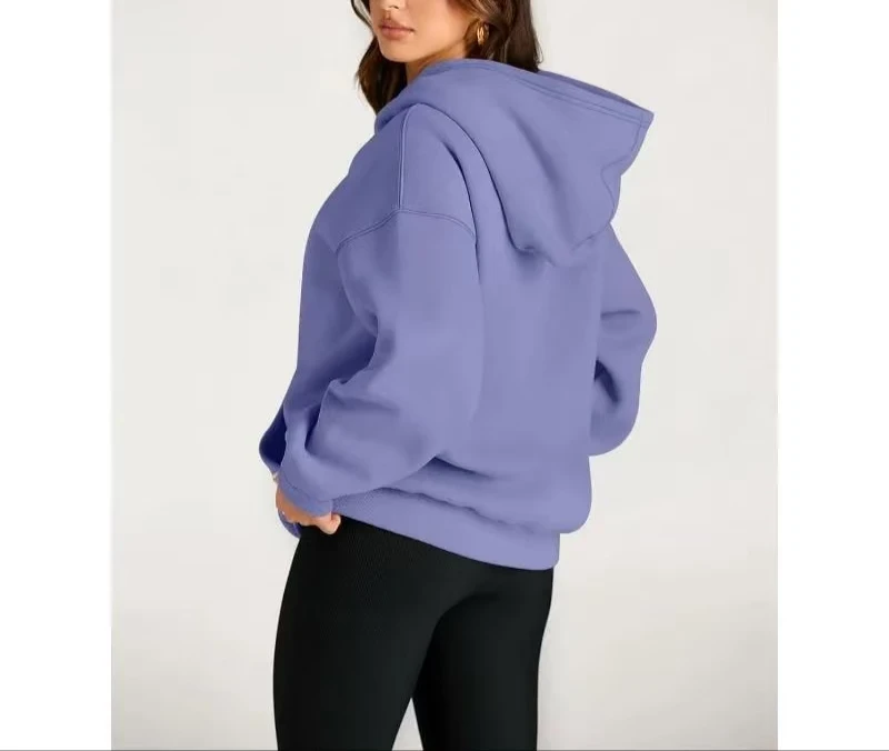 OEM Women's Spring Autumn Crewneck Hooded Pullover French Terry Long Sleeve Overtsized Sweatshirt - Image 2