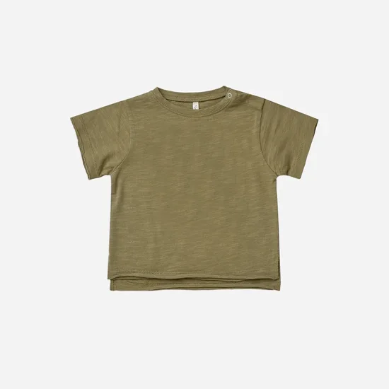 Custom Cotton Raw Edge Baby Toddler Short Sleeve Basic Clothes Shirt Tee - Image 3