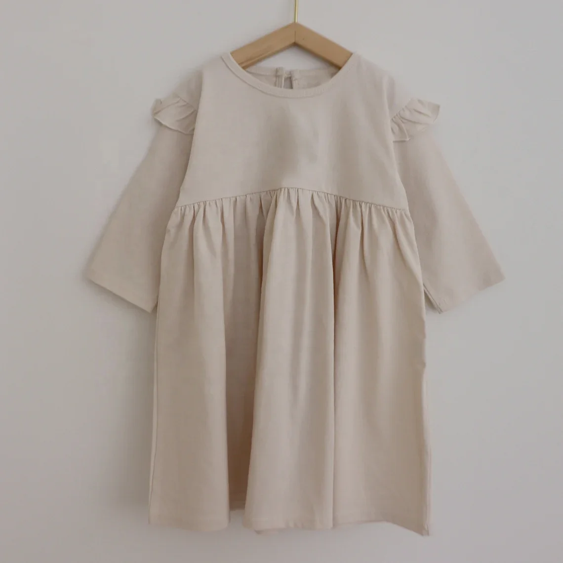 Custom Little Infant Baby Girl Cotton Ruffle Long Sleeve Boho Dresses - Image 3