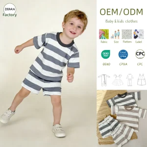 Soft Baby Summer Set Clothing Short-sleeved Set Children's Two-piece Set Striped Sets for Boys and Girls Kids Clothes Set