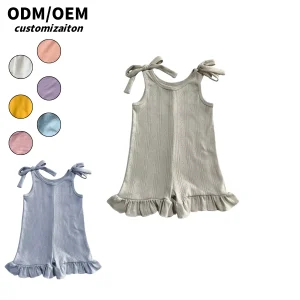 Summer Fashionable Trendy Close-Fitting Soft Jacquard Ribbed Climbing Wear for Kids Bright Individual Baby Rompers