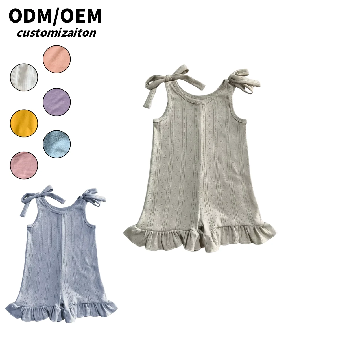 Summer Fashionable Trendy Close-Fitting Soft Jacquard Ribbed Climbing Wear for Kids Bright Individual Baby Rompers