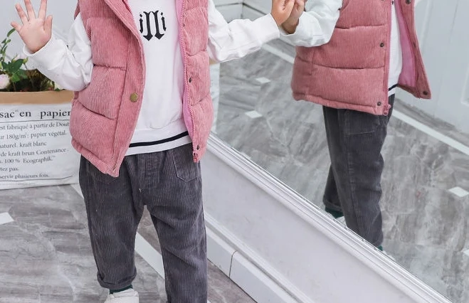 RTS Children's Vests Autumn and Winter Toddler Solid Color Outside Wear Casual Boys and Girls Corduroy Coat - Image 6