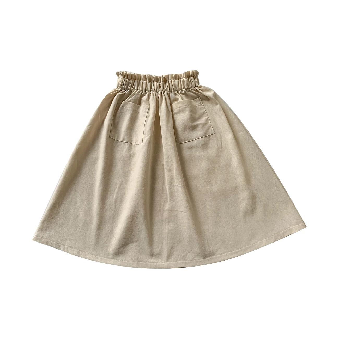 Custom Solid Color Cotton Linen Summer Skirt Length Casual Kids Baby Girls Half Length Skirt - Image 4