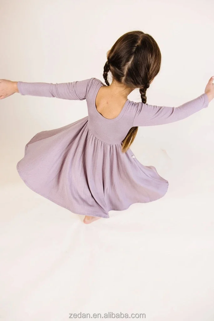 Custom Dress for Kids 2-10 Years Solid Spring Rotating Skirt Dress Kids Girl Breathable Dress - Image 6