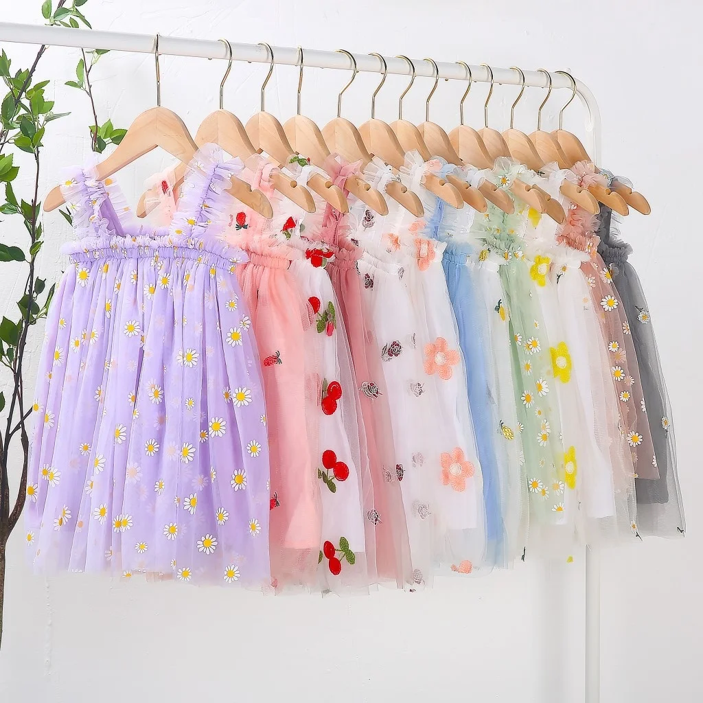 Summer Solid Color Cotton Linen 2 Side Pocket Strap Dress with Lace up Children's Strap Dress - Image 2