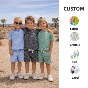 Fashion Baby Vintage Style Acid-Wash Set Custom Cotton Knit Toddler Outfit Daily Outdoor Play Set