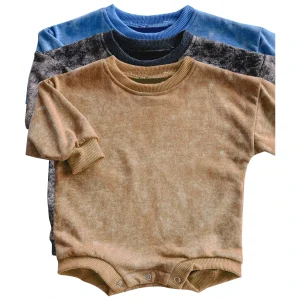 Vintage Wash Rompers Knitted Cotton Acid Washed Baby Romper Stone Wash Oversized Bubble Baby Romper