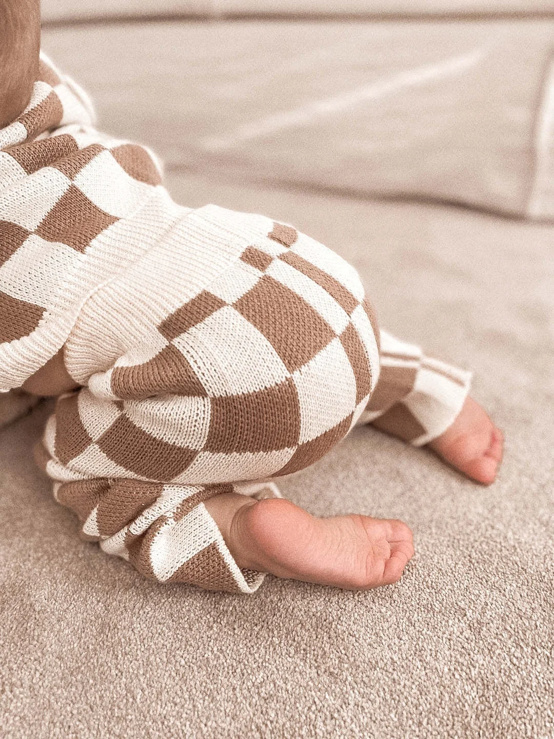 Custom Baby Sweater Winter 100% Cotton Checkered Knit Casual Knitwear Clothes Set - Image 6