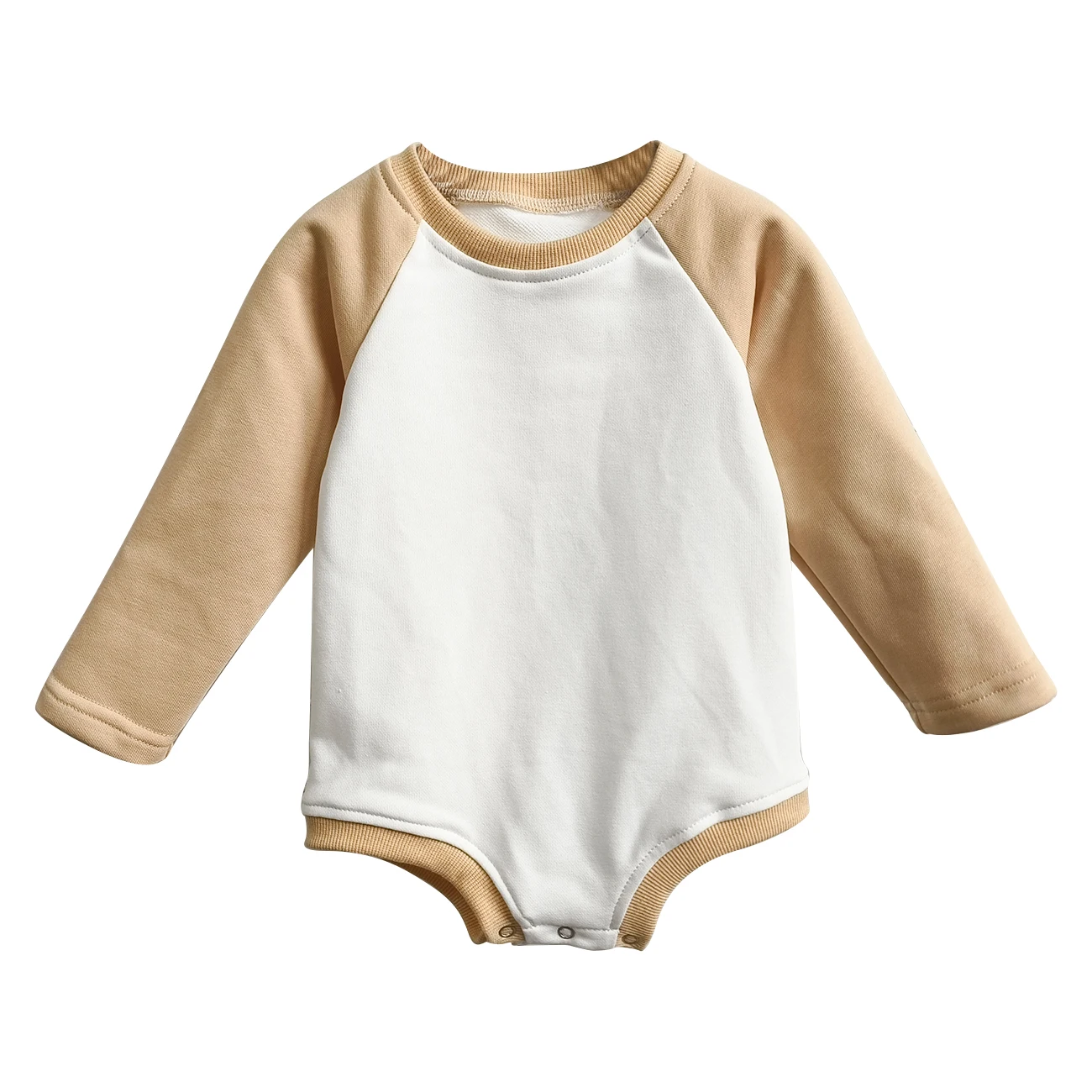 2024Custom Sleeveless Unisex Kids Baby Raglan Crawling Suit French Terry Baby Sweatshirt Romper Toddler Clothing - Image 2