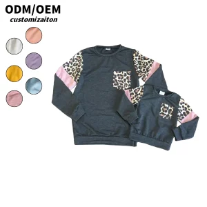 Hot Sell Women Girls Leopard Patched Cotton Pullover Tops Fall Long Sleeve Shirts Halloween Costumes