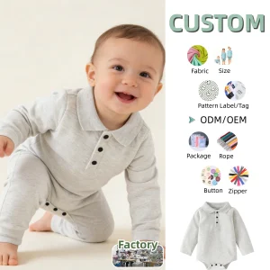 Qualied Baby Romper Newborn Sleep Suit Baby Spring Lapel Coat Infant Onesie Infant Autumn Clothing New 0-1T Baby Climbing Set