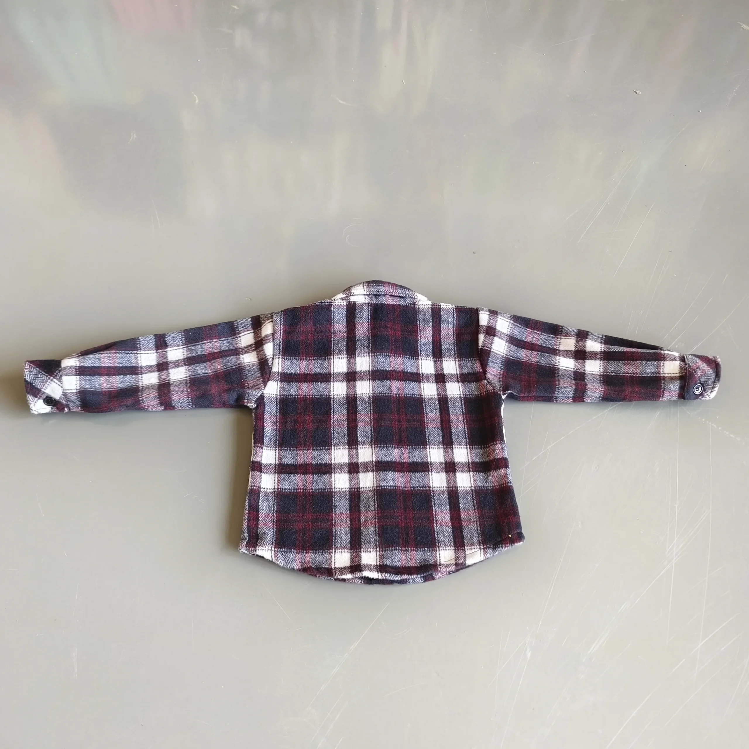 Classic Design Plaid Pattern Woolen Fabrics Custom Size Single Button Baby Coats for Winter - Image 4